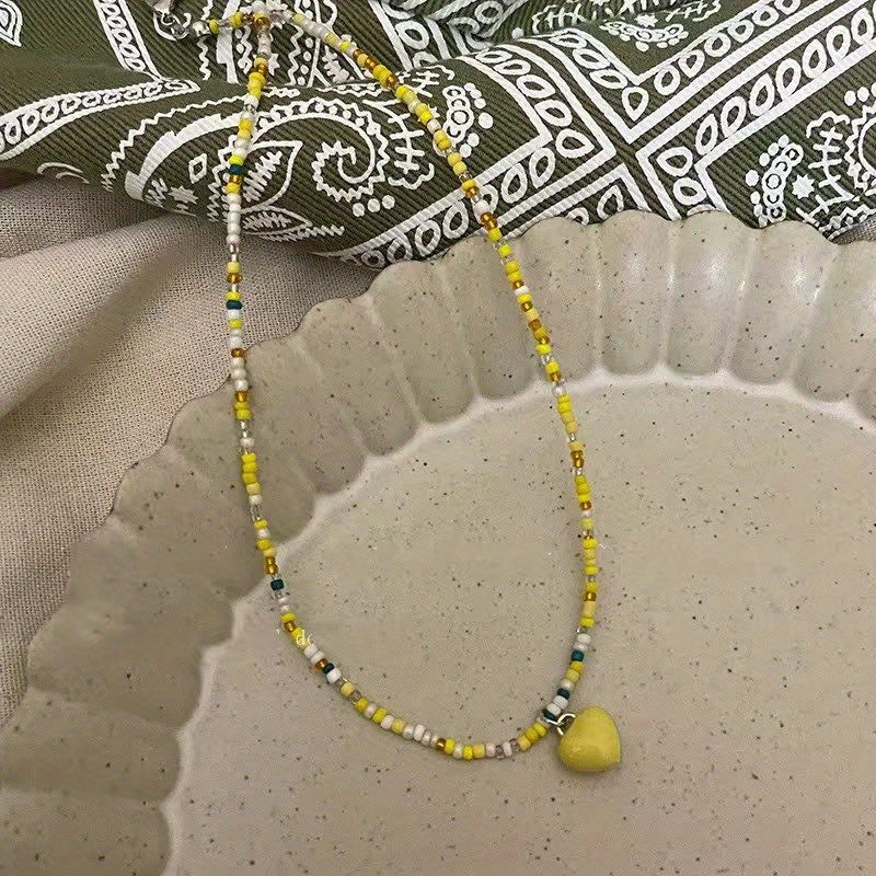 Y2K Candy Chain Beads Necklace Colorful Clavicle Love Summer Jewelry Gift