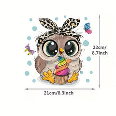 1pc Owl Animal Iron On Patches for DIY Heat Transfer Clothes TShirt