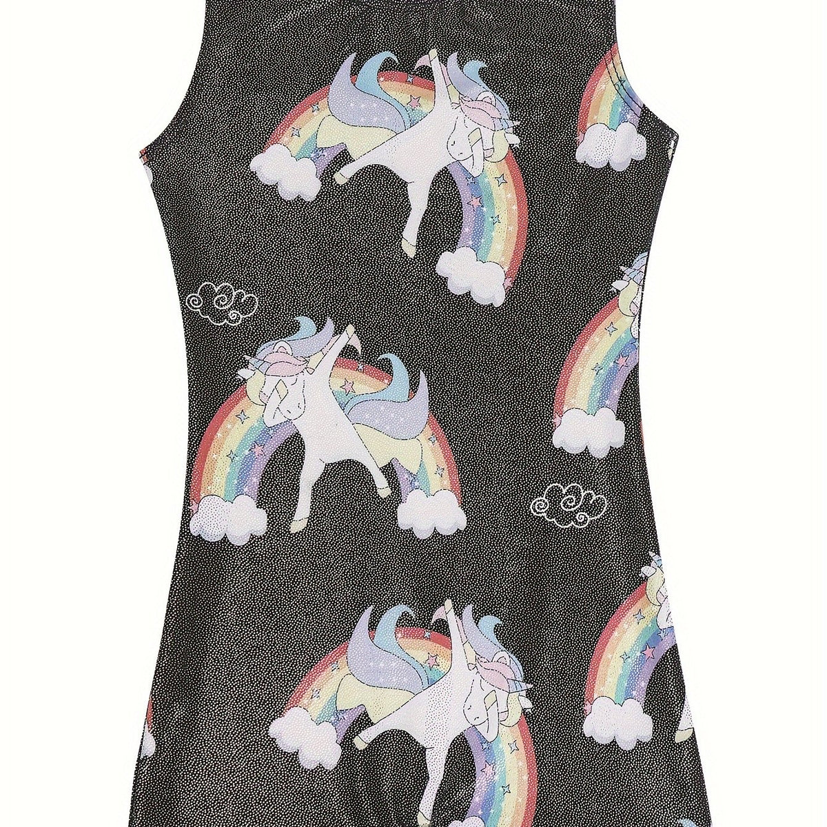 Unicorn & Rainbow Graphic Sleeveless Gymnastics Romper Jumpsuit