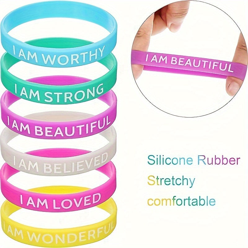24Pcs Inspirational Silicone Bands for Studying Work Competing