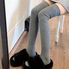 Ribbed Thigh High Socks Comfy Over The Knee Stockings