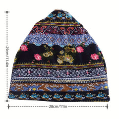 Geometric Pattern Baggy Slouchy Chemo Sleep Beanie Hat Elastic Cap