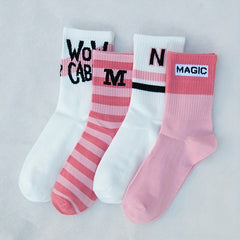 7 Pairs Striped Socks Comfy Breathable All match Socks Women's Stockings
