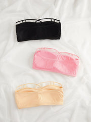 3pcs Strapless Bandeau Bras Comfy & Breathable Stretch Bra