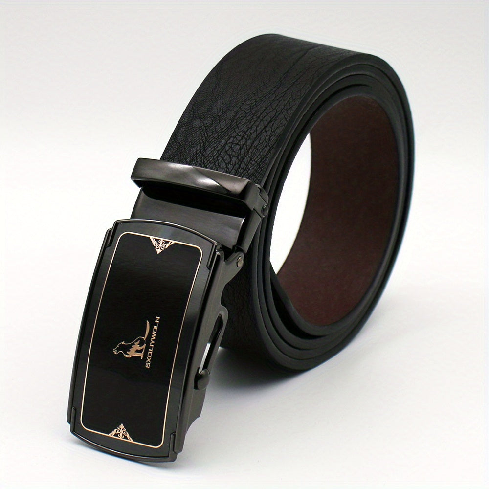Men's Vintage Business Leather Belt with Scroll Buckle