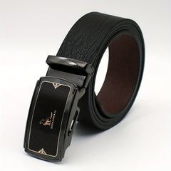 Men's Vintage Business Leather Belt with Scroll Buckle