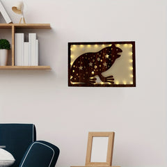 LED Frog Wooden Carving Creative Light Retro Wooden Hanging Tag