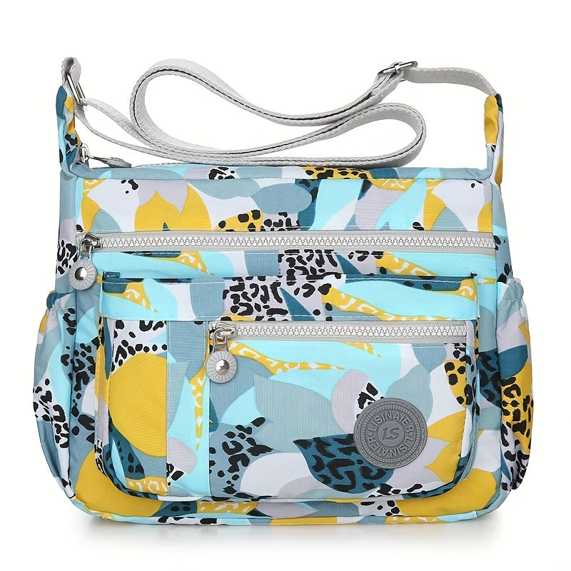 Leopard Print Nylon Crossbody Bag Women's Shoulder Purse