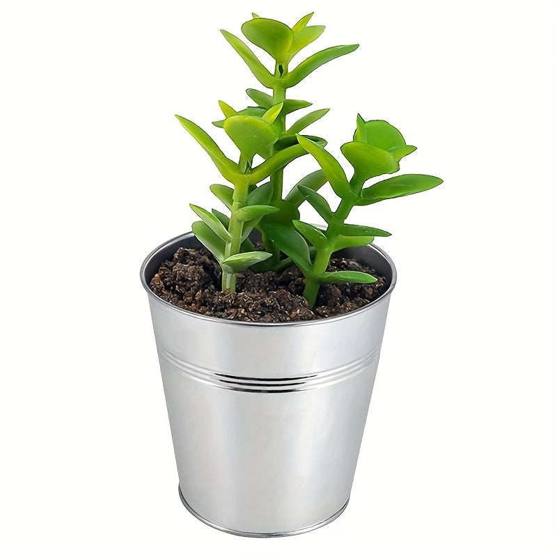 5pcs Galvanized Bucket Metal Flower Pot Round Planter Plant Basket