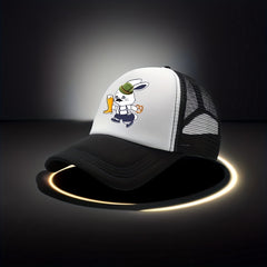 Beer Mesh Trucker Hat Anime Suit Beer Rabbit Print Baseball Cap