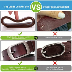 Women Leather Belts For Jeans Pants Dress Belt With Metal Pin Buckle