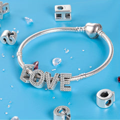 Letter LOVE Zircon Charm Bead Pendant for DIY Bracelet Ladies Jewelry Gift