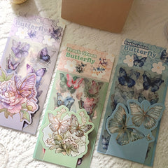 6 Sheets Floral Butterfly Stickers Self Adhesive Decals with Golden Accents