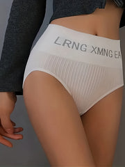 4pcs High Waist Letter Print Briefs Comfy & Breathable Panties Women's Lingerie