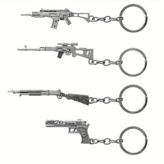 4pcs Mini Weapon Model Keychains Key Rings Car Key Bag Decoration
