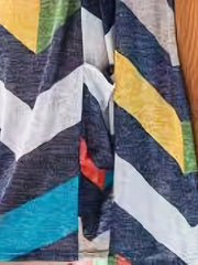  Colorful Chevron Print Long Sleeve Casual Dress