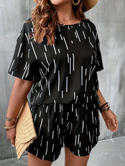  Graphic Tee & Pocketed Shorts Two Piece Set