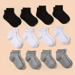 12 Pairs Kids Breathable Short Socks for Daily Wear