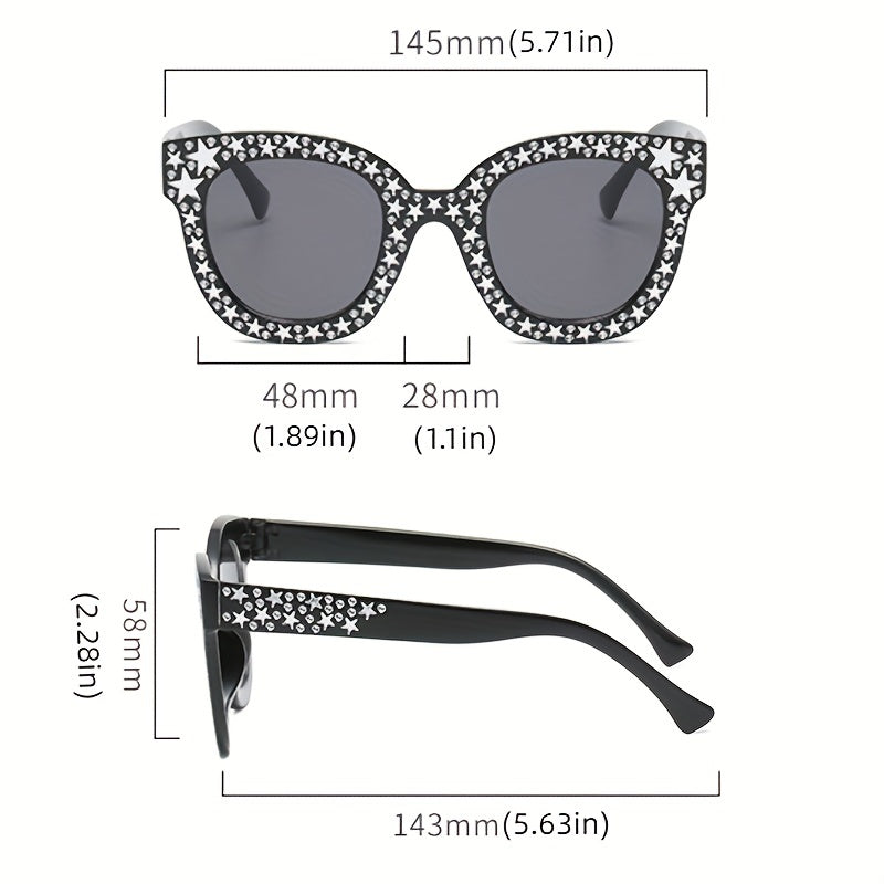 Rhinestone Cat Eye Sunglasses Clear Frame UV400