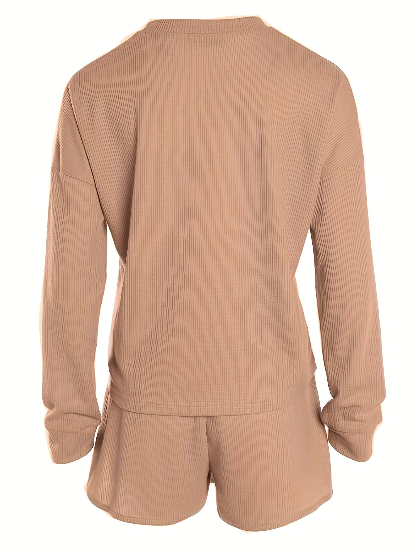 Women's Plus Waffle Knit Long Sleeve Top & Shorts Set