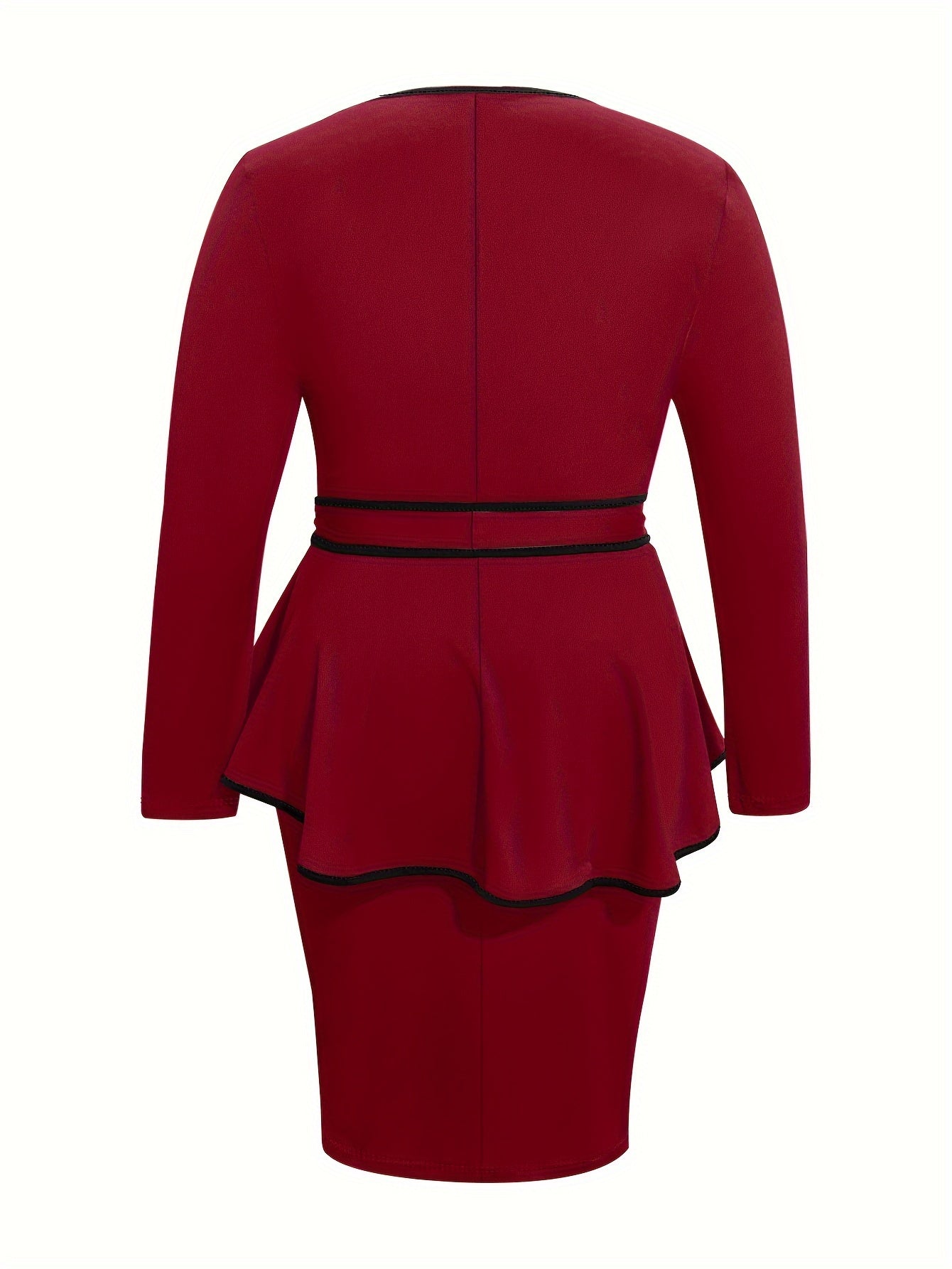 Colorblock Long Sleeve Round Neck Dress