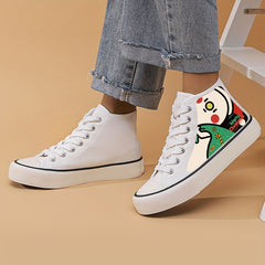 Christmas Snowman Print Canvas Sneakers