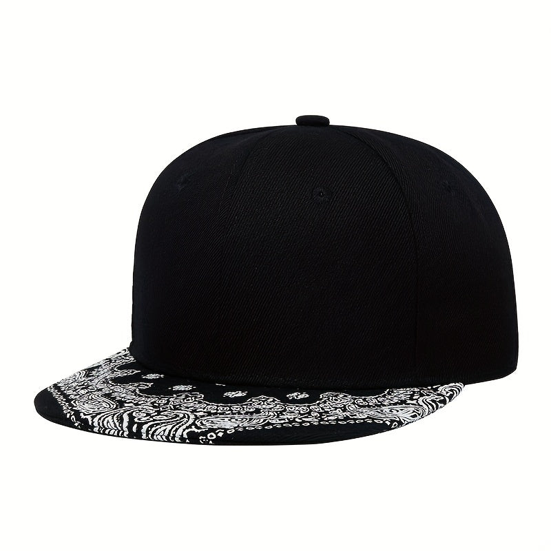 Men's Flower Brim Snapback Baseball Cap Flat Brim Hat