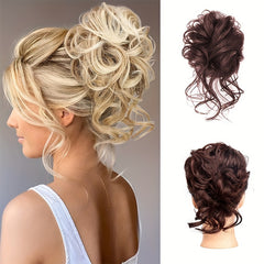 Curly Synthetic Messy Chignon Brown Donut Hair Bun