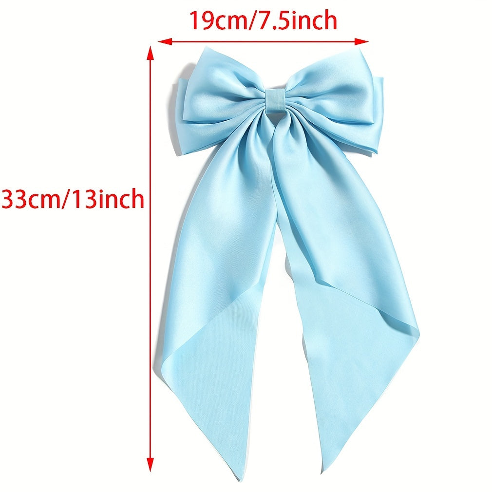 Large Bow Clip Scarf French Barrette Ribbon Hairpin