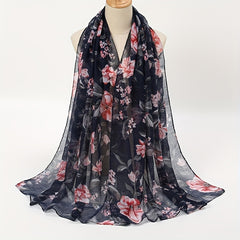Vintage Floral Print Scarf Windproof Shawl Women Head Wrap