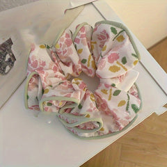 4pcs Floral Print Large Block Scrunchies Hair Tie