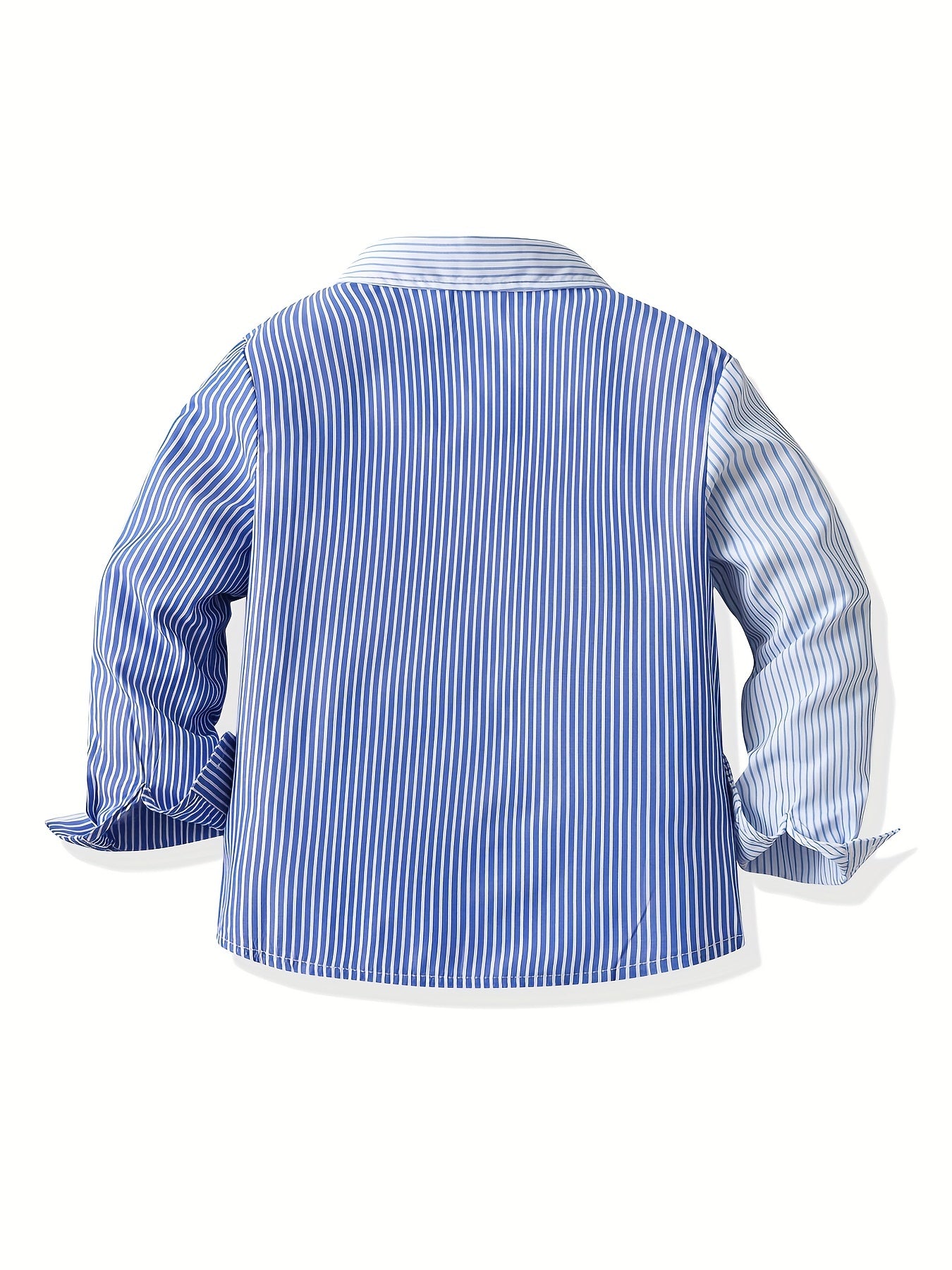 Stripe And Block Graphic Print Boys Top Casual Lapel Shirt Boys Clothes
