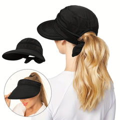 Zipper Visor Hat Solid Ponytail Sun Hat Lightweight Golf Baseball