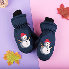 Kids Winter Gloves, Finger & Thumb Protection, Cartoon Skiing Glove