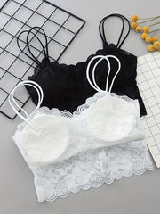 2pcs Floral Lace Wireless Bras Comfy & Breathable Women's Lingerie