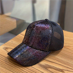 Y2K Sequin Sparkly Trucker Hat Hip Hop Adjustable Baseball Cap