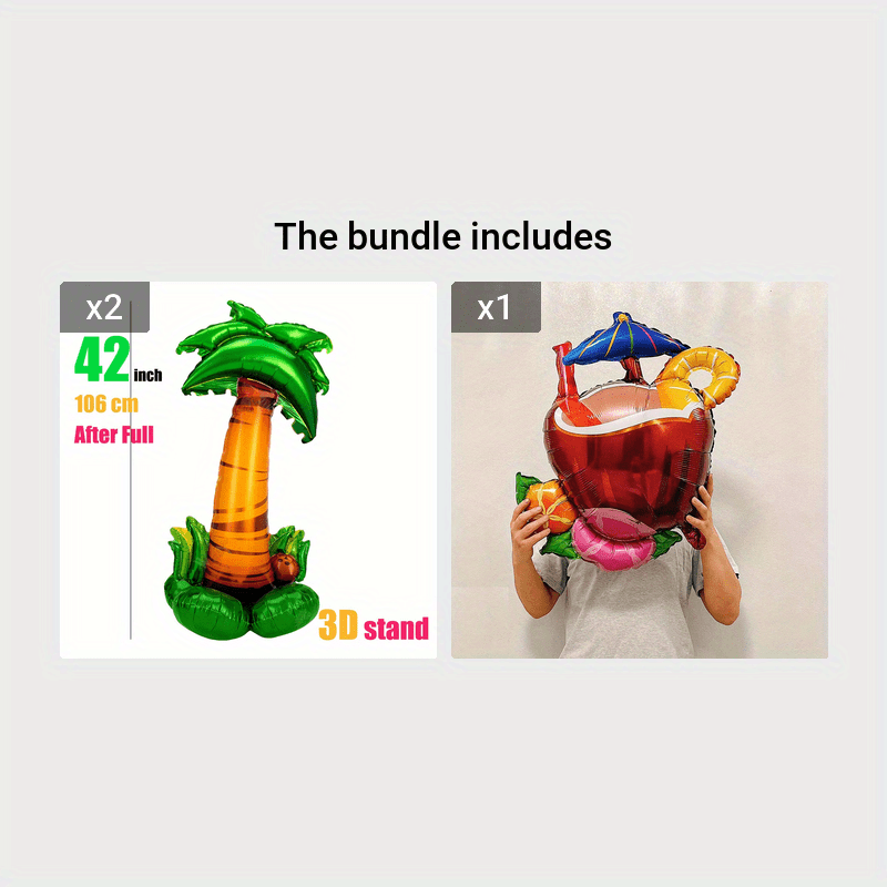 42 Inch Stand Coconut Tree Aluminum Film Balloon Hawaiian Style Decoration