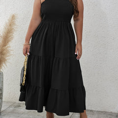 Solid Smock Maxi Cami Dress