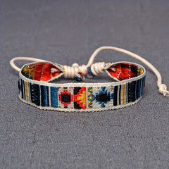 Men's Folk And Linen Bracelet Retro Embroidery Hippie Friendship Wrap Bracelet