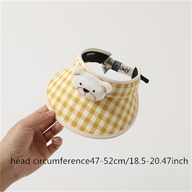 Large Brim Grid Children's Hat Baby Sunshade Cap UV Protection