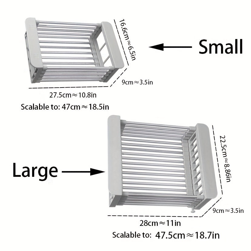 Extendable Drain Basket Dish Rack for Kitchen Sink