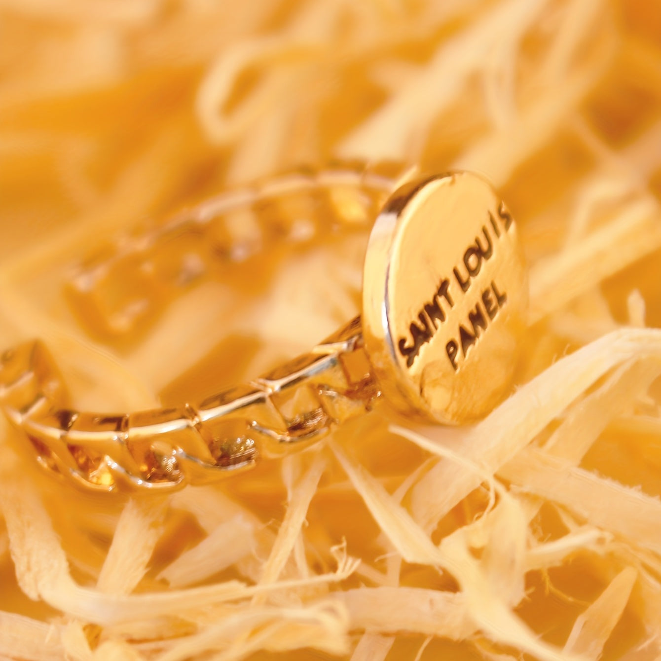 Vintage Letter Carved Ring Chain Structure Adjustable Open Ring