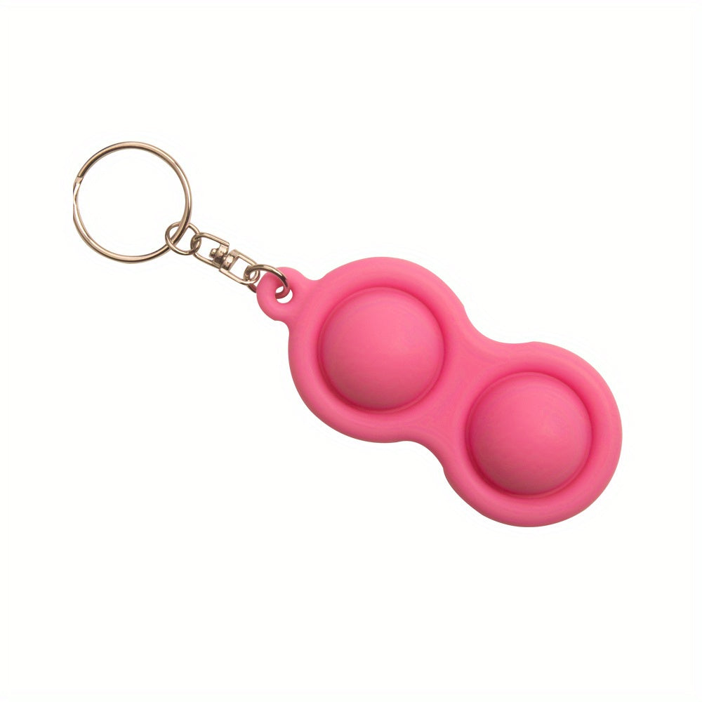 Silicone Keychain Hand Squeeze Pinch Lock Grip Sensory Double Circle Toy