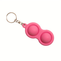 Silicone Keychain Hand Squeeze Pinch Lock Grip Sensory Double Circle Toy