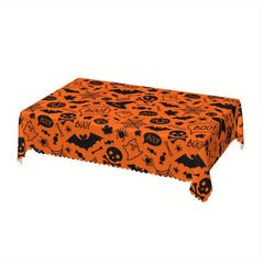 Embossed Pumpkin Ghost Print Halloween Tablecloth Stain Resistant