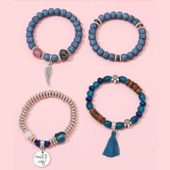 4pcs Beaded Plastic Bracelets Set Stylish Design