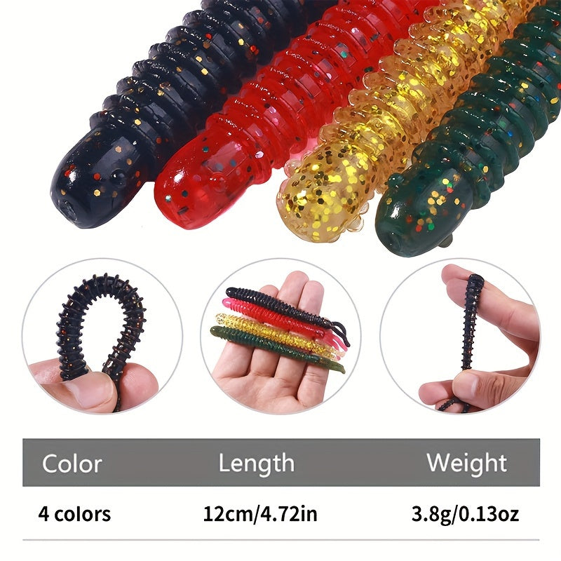 6pcs Spiral Worm Split Tail Soft Bait Fishing Tackle