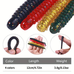 6pcs Spiral Worm Split Tail Soft Bait Fishing Tackle