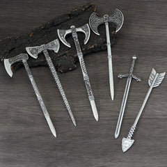 Viking Celtic Hair Clip Silvery Ax Hairpin Witch Sword Hair Stick Amulet