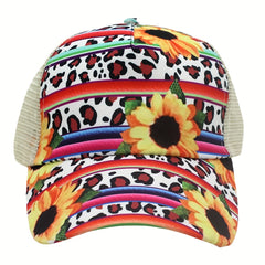 Sun Flower Embroidery Print Baseball Cap Outdoor Sport